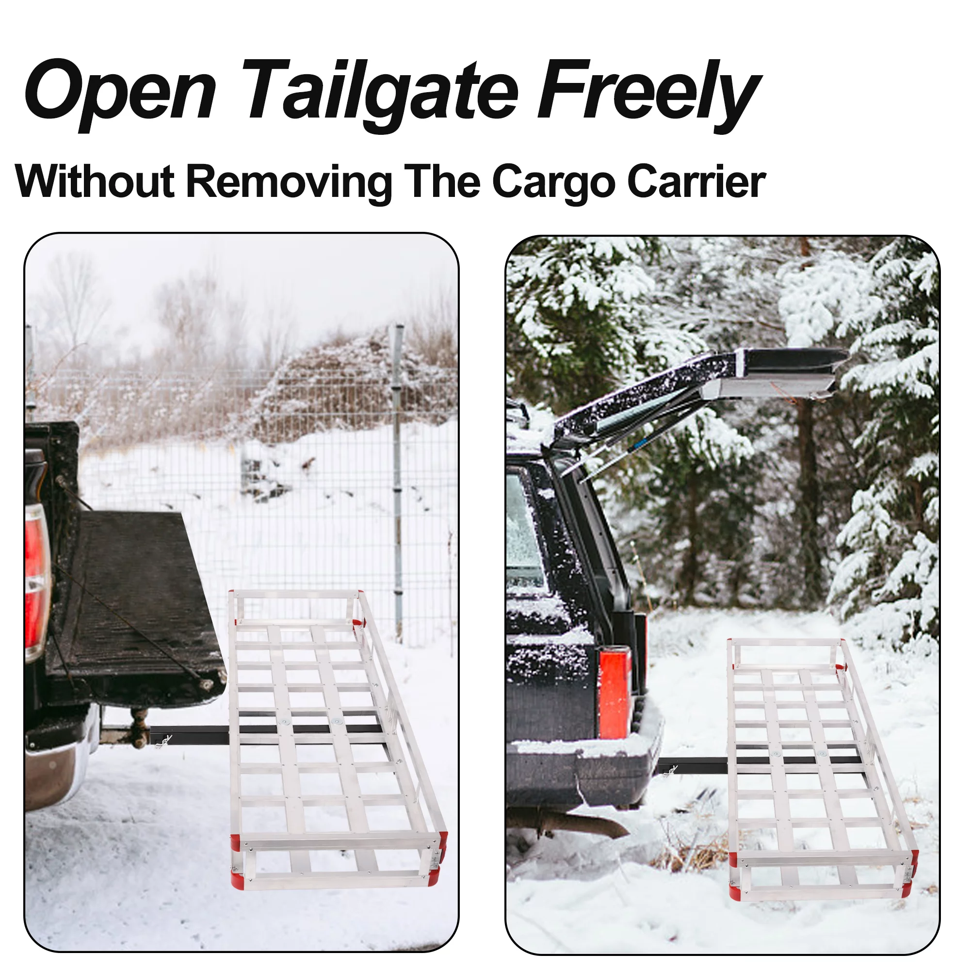 Aluminum Hitch Mounted Cargo Carrier, Car Back Hitch Cargo Carrier Luggage Basket Capacity Basket Trailer With High Side Rails For RV's, Trucks, SUV's, Vans, Cars,Fits Any 2" Receiver,Silver