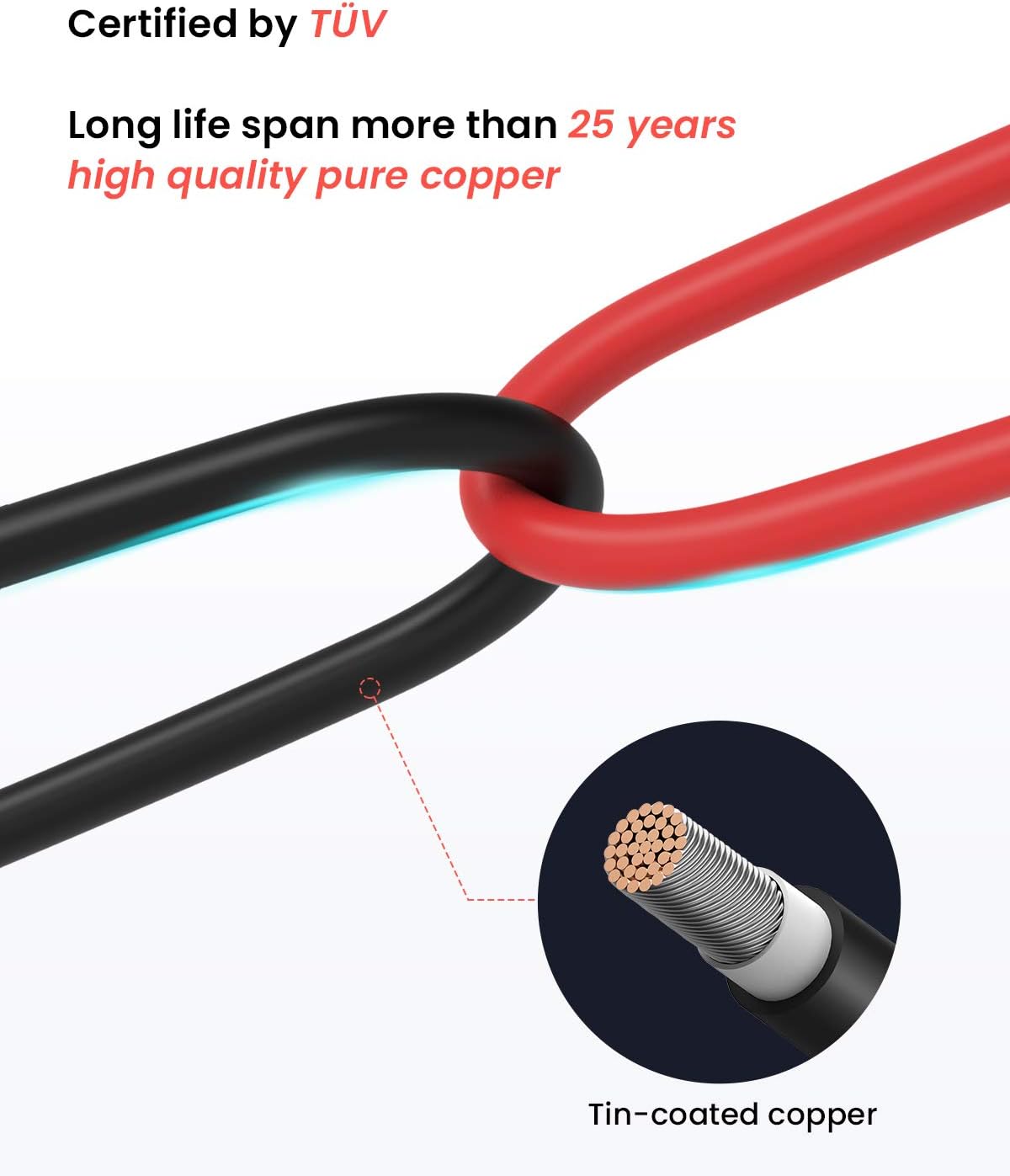 BougeRV 20 Feet 10AWG Solar Extension Cable with Female and Male Connector with Extra Free Pair of Connectors Solar Panel Adaptor Kit Tool (20FT Red + 20FT Black) Pack of 2