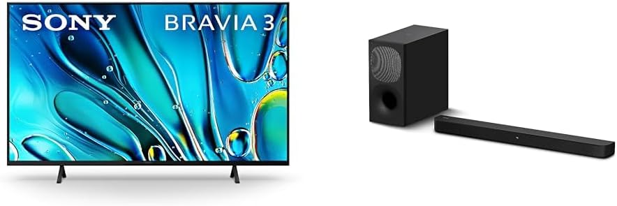 Sony 43 Inch 4K Ultra HD TV BRAVIA 3 LED Smart Google TV HT-S400 2.1ch Soundbar with Powerful Wireless subwoofer