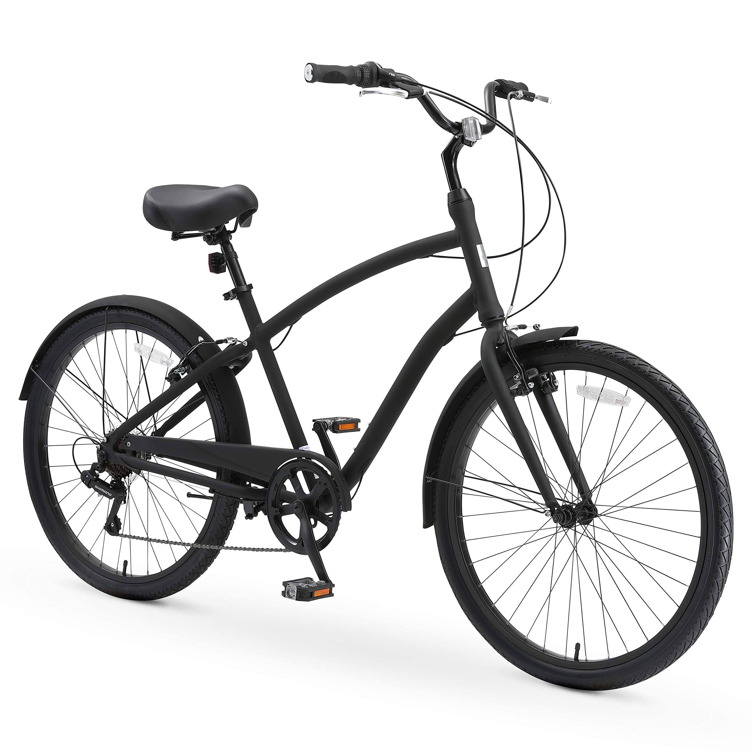 Sixthreezero EVRYjourney Men's Casual Edition 26 7-Speed Sport Hybrid Cruiser Bicycle Matte Black