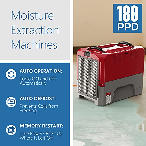 ALORAIR 180 PPD Commercial Dehumidifiers with Smart WiFi, Crawl Space Basement dehumidifier with Pump, Industry Water Damage Unit, Compact, Portable, Memory Starting, 5 Years Warranty, (Pack of 4)