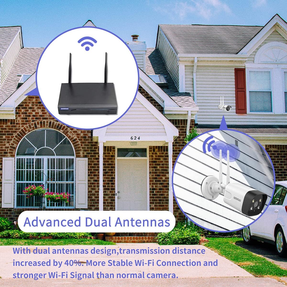 【3K 5.0mp&60 Days Storage】Wireless Security Camera System,8Pcs 5.0MP CCTV Home Wi-Fi IP Cameras,8 Channel NVR,OHWOAI HD Surveillance Video Dual Antennas System,AI Detection,Two-way Audio,4TB HDD,IP67