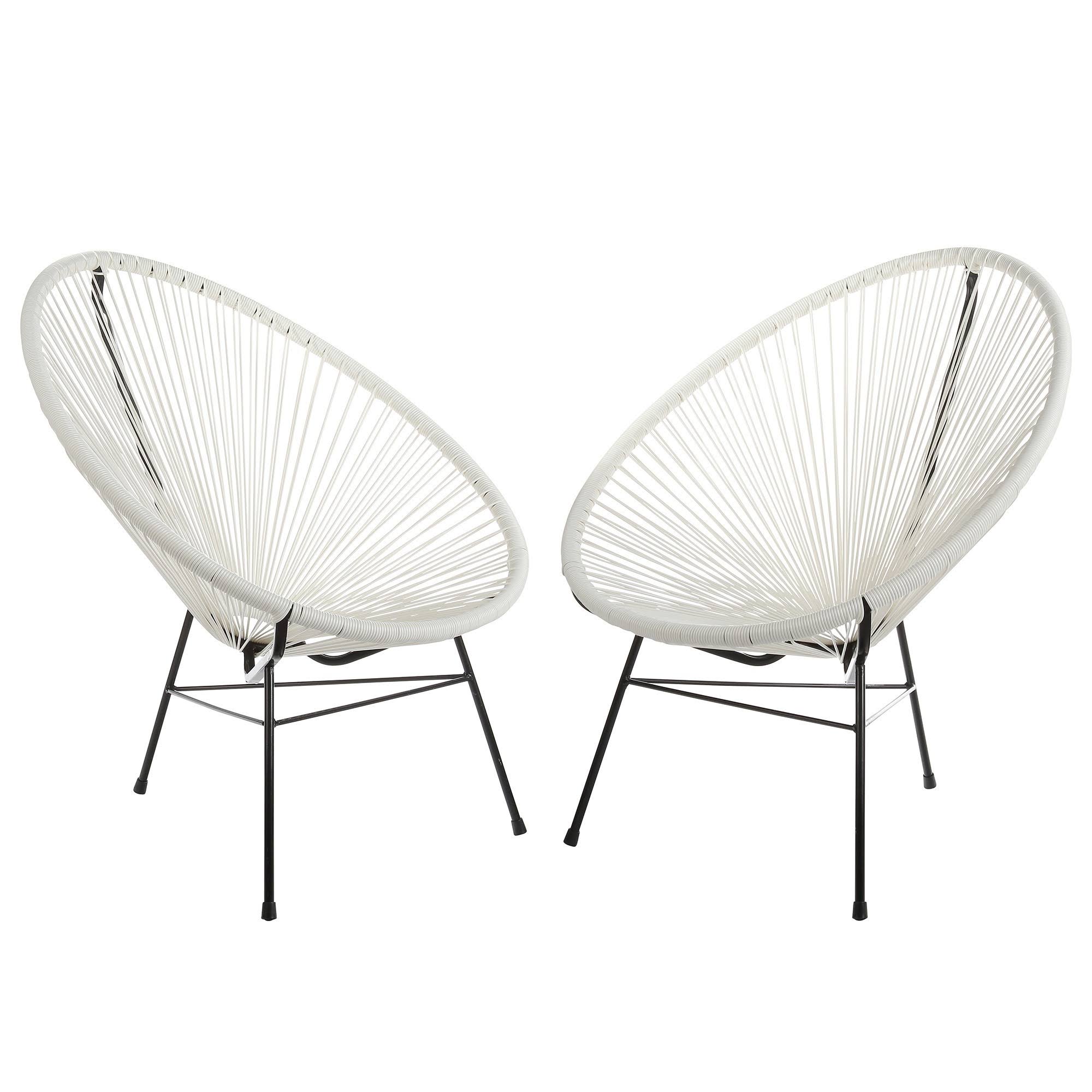 Handmade Acapulco Basket Lounge Chair, Set of 2 - Fuchsia