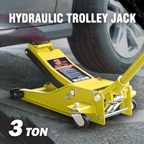 DNA MOTORING Floor Jack 3 Ton (6000 lbs) Capacity, Fast Lift Service Jack Low Profile Steel Heavy Duty Hydraulic Car Jack, Lifting Range 3"-20", Black, TOOLS-00475-BK