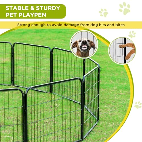 BestPet Dog Playpen Indoor 40 inch 16 Panels Metal Dog Pen Pet Dog Fence Outdoor Exercise Pen with Doors,Pet Puppy Playpen for RV Camping Yard, Black