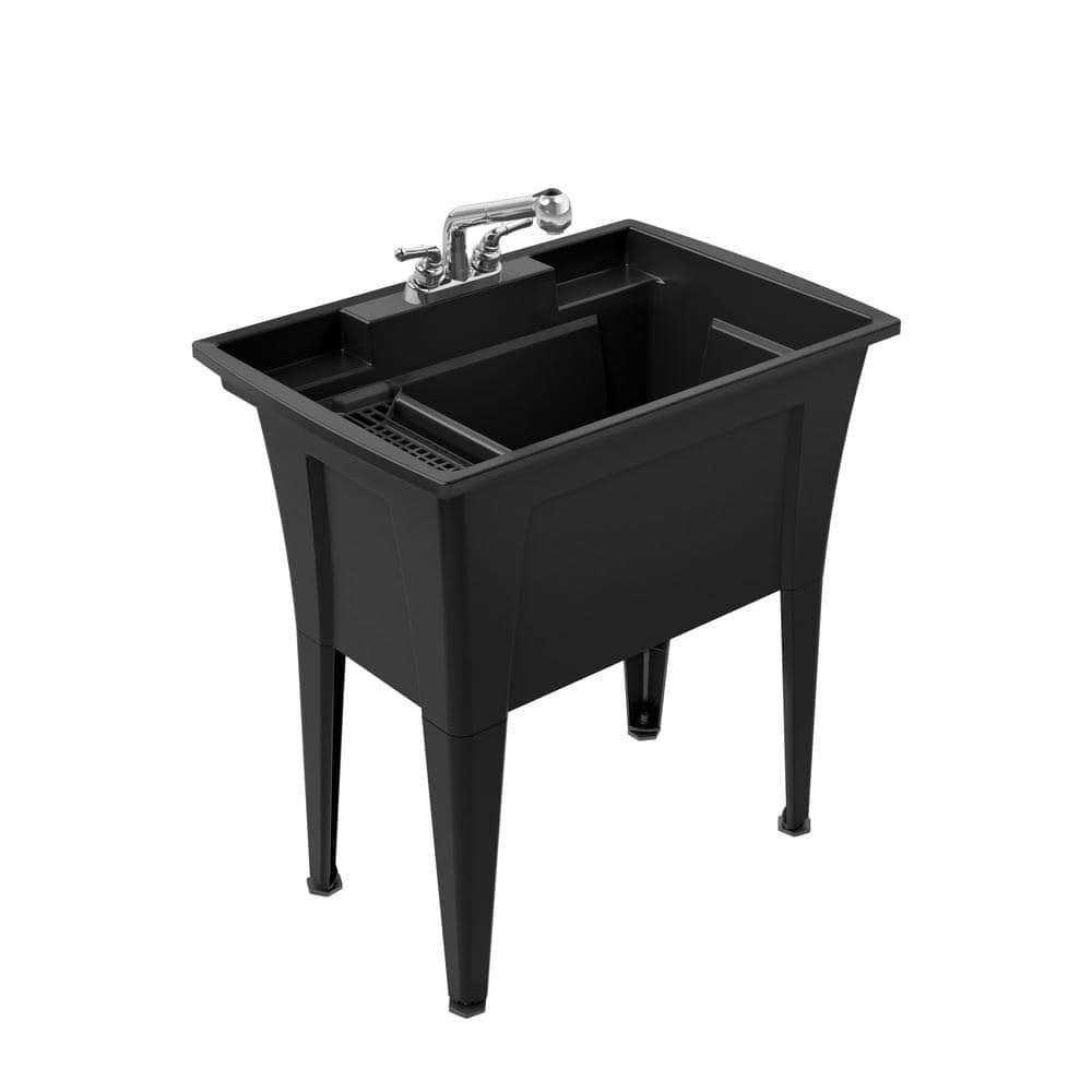 RUGGED TUB Freestanding Laundry/Utility Sink Black with 1-Handle Pullout Faucet and Installation Kit - Shop Hardware Tools Online Store