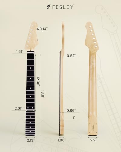 Fesley DIY LP Style Electric Guitar with Mahogany Wood Body/Neck, 6 String, Techwood Fretboard, H-H Pickups, Flamed Maple Veneer Top, Build Your Own Guitar Kit - Natural