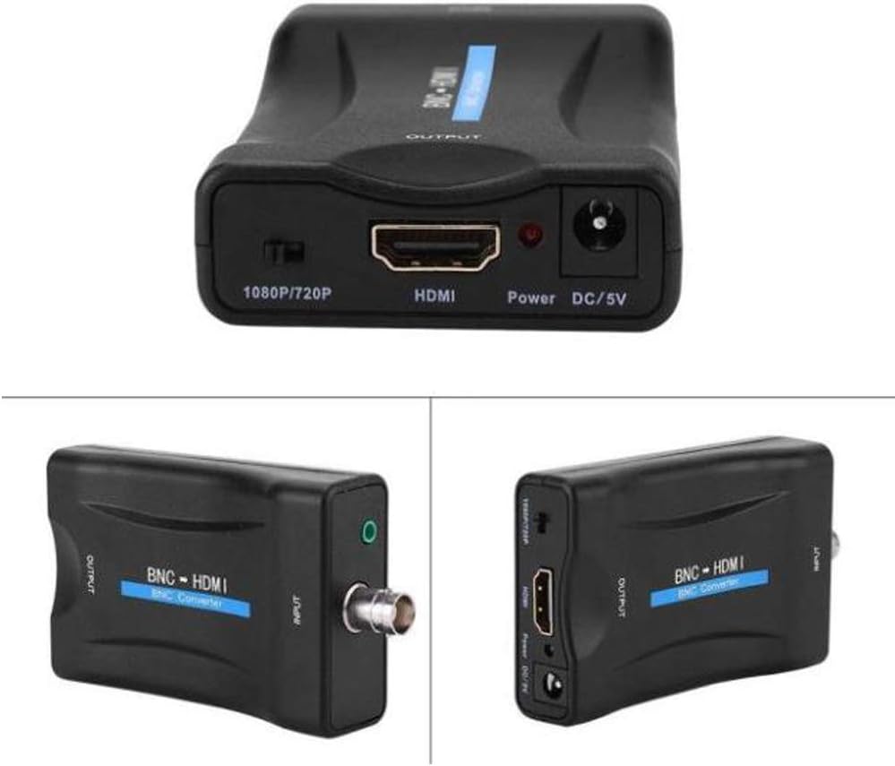 BNC HDMI Adapter CVBS Analog Component Female BNC Input 720P 1080P Coax HDMI Composite Out HDCP Deep Color Video Audio Converter Box Hook up Security Camera CCTV Surveillance CVR DVRs to HD TV Monitor