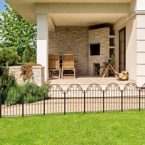 Decorative Garden Fence 10 Panels, No Dig Rustproof Metal Fencing 25ft Long Animal Barrier Border for Dog, Garden Fencing for Outdoor Patio Lawn Yard Flower Bed(42 Inch High)