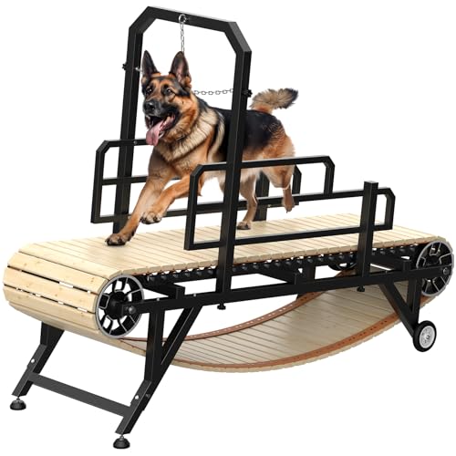 75 Large Dog Treadmill for Dogs, 4 Level Adjustable Ramp Canine Slat Mill for Dog, Easy to Move Doggy Treadmill for Indoor & Outdoor, Up to 440LBS