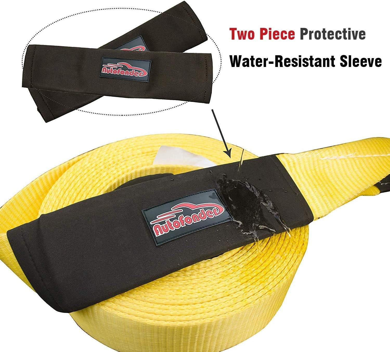 Autofonder Heavy Duty Tow Strap 12T Recovery Kit: 4WD Tow Strap + 3/4 Bow Shackle (2pcs) + Storage Bag (20ft)