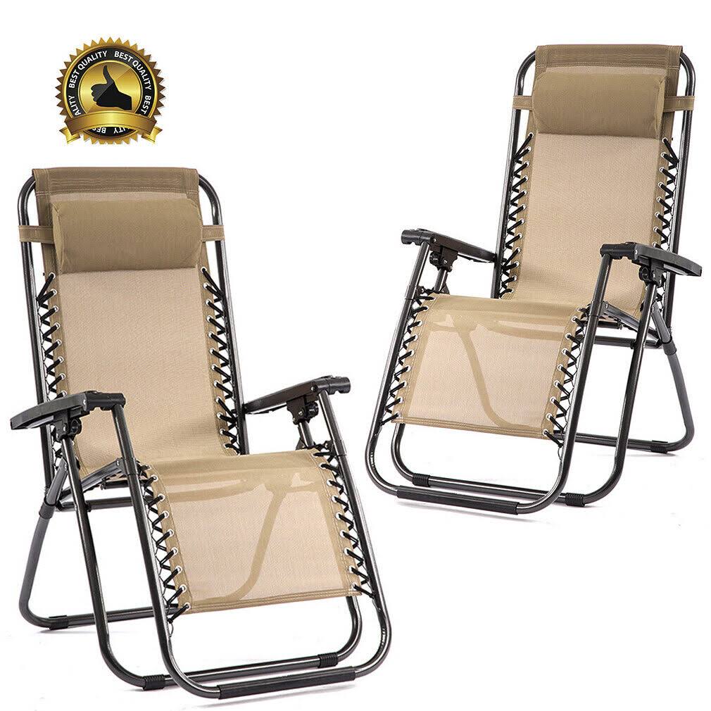 Zero Gravity Chairs Case of 2 Lounge Patio Chairs Outdoor Yard Beach