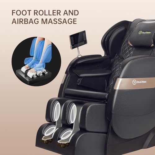 Real Relax 2025 Massage Chair Full Body,Dual Core S Track with Zero Gravity Recliner,Lower Back and Calf Heating, LCD and APP Control,Shiatsu,Bluetooth,Office and Home Use,Black and Gold