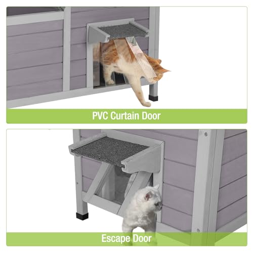 Outdoor Cat House Insulated Feral Kitty Shelter with Liner Weatherproof Cat Condo for Winter,Large Space
