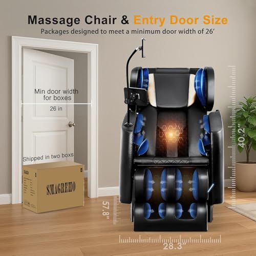 2025 Massage Chair Full Body - Zero Gravity Massage Chair Recliner for Fatigue w/Heating, Air Pressure Massage, 6 Auto Mode, 10 Rollers, Footrest, Bluetooth, Time, Gift for Parents & Seniors （Black）