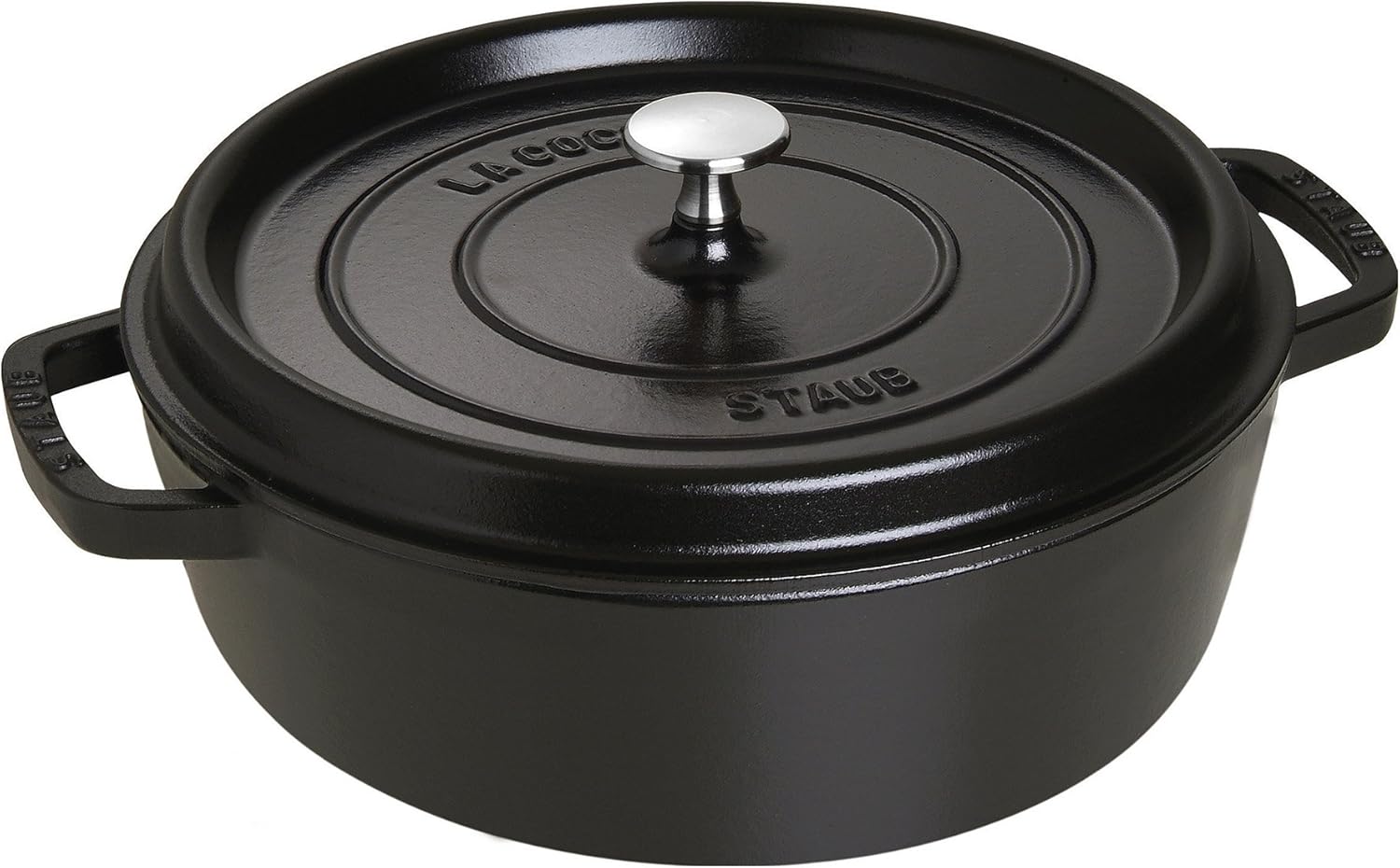 STAUB Shallow Wide Round Cocotte, Black Matte