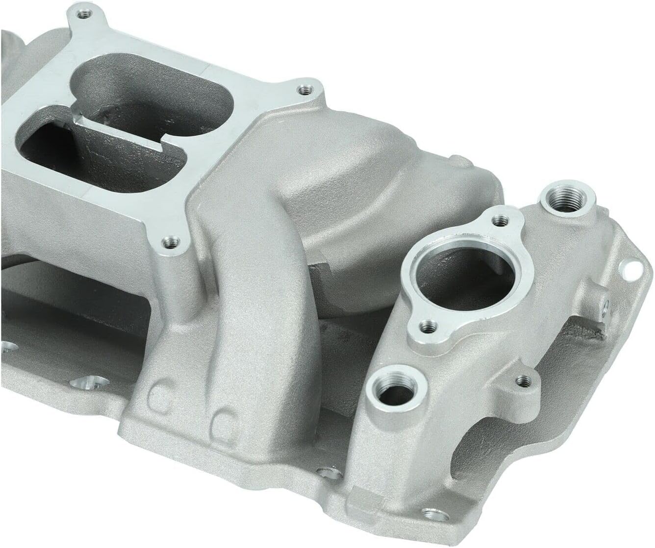 Small Block Chevy Dual Plane Air Gap Satin Aluminum Intake 1500-5500 RPM SBC 350 400