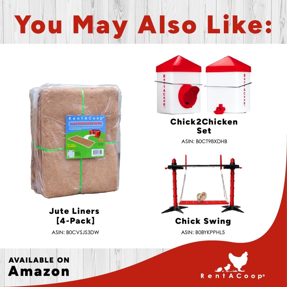 RentACoop Big Red Barn Chick Brooder Set with Chick Heating Plate with Anti-Roost Cone, Two 2.5 Pound Chick Feeders, Two 64 Ounce Chick Drinkers, and Jute Liner