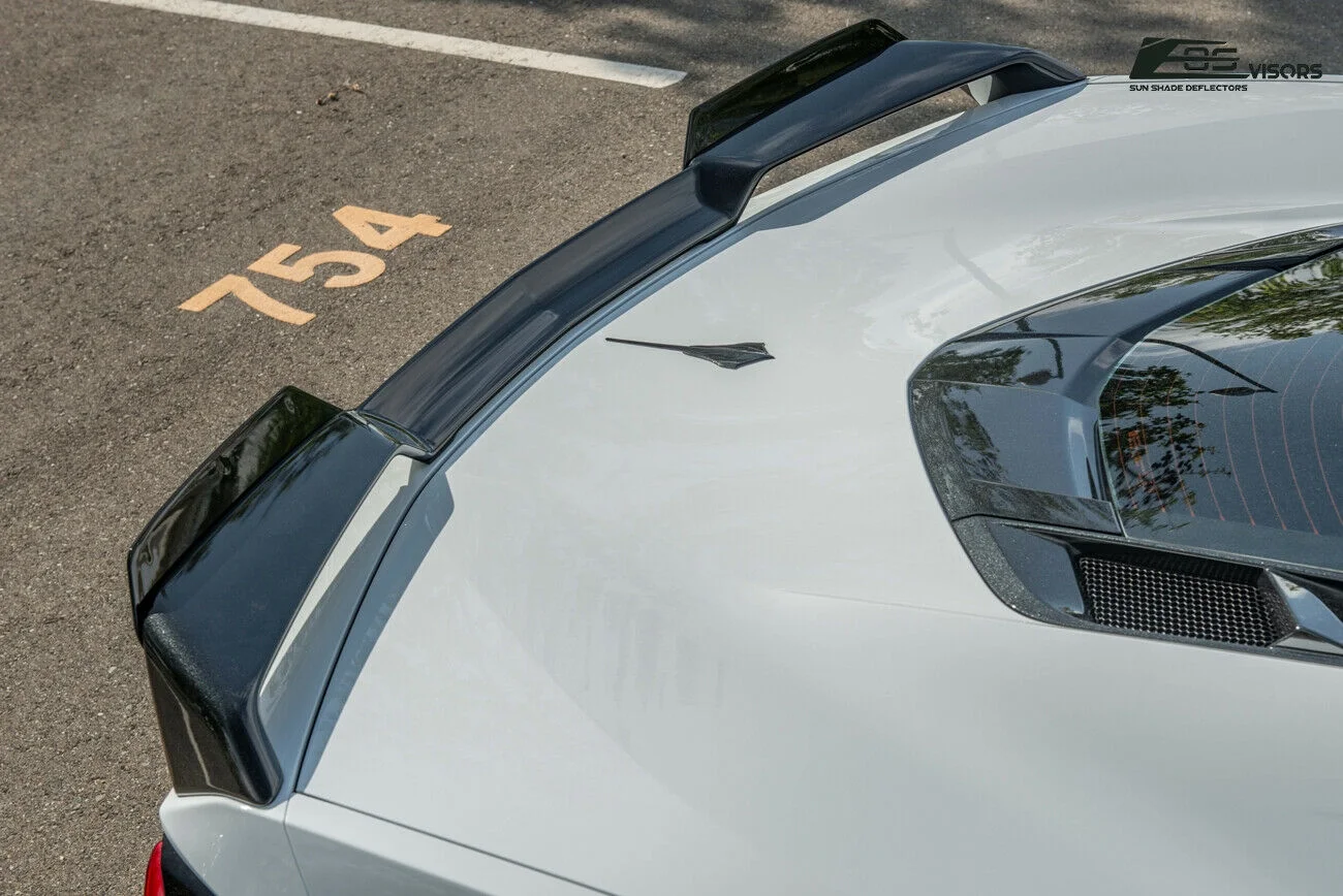 Replacement For 2020-Present Chevrolet Corvette C8 Models | Z51 Style Rear Trunk Lid Wing Spoiler Add-On Wickers Pair (ABS Plastic - Painted Carbon Flash Metallic)