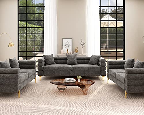 Sofa, Bouclé Sofa Couch, 3 Seater Sofa York Sofa Living Room- 85in Wide Oversized Sofa, Grey Comfy Sofa