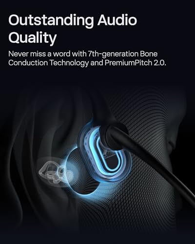 OpenComm2 2025 Upgrade - Open-Ear Bone Conduction Headphones, Wireless Bluetooth Headset with Noise Canceling Mic & Mute Button for Work Calls and Meetings, 16 Hour Talk Time for Mobile & PC - C120