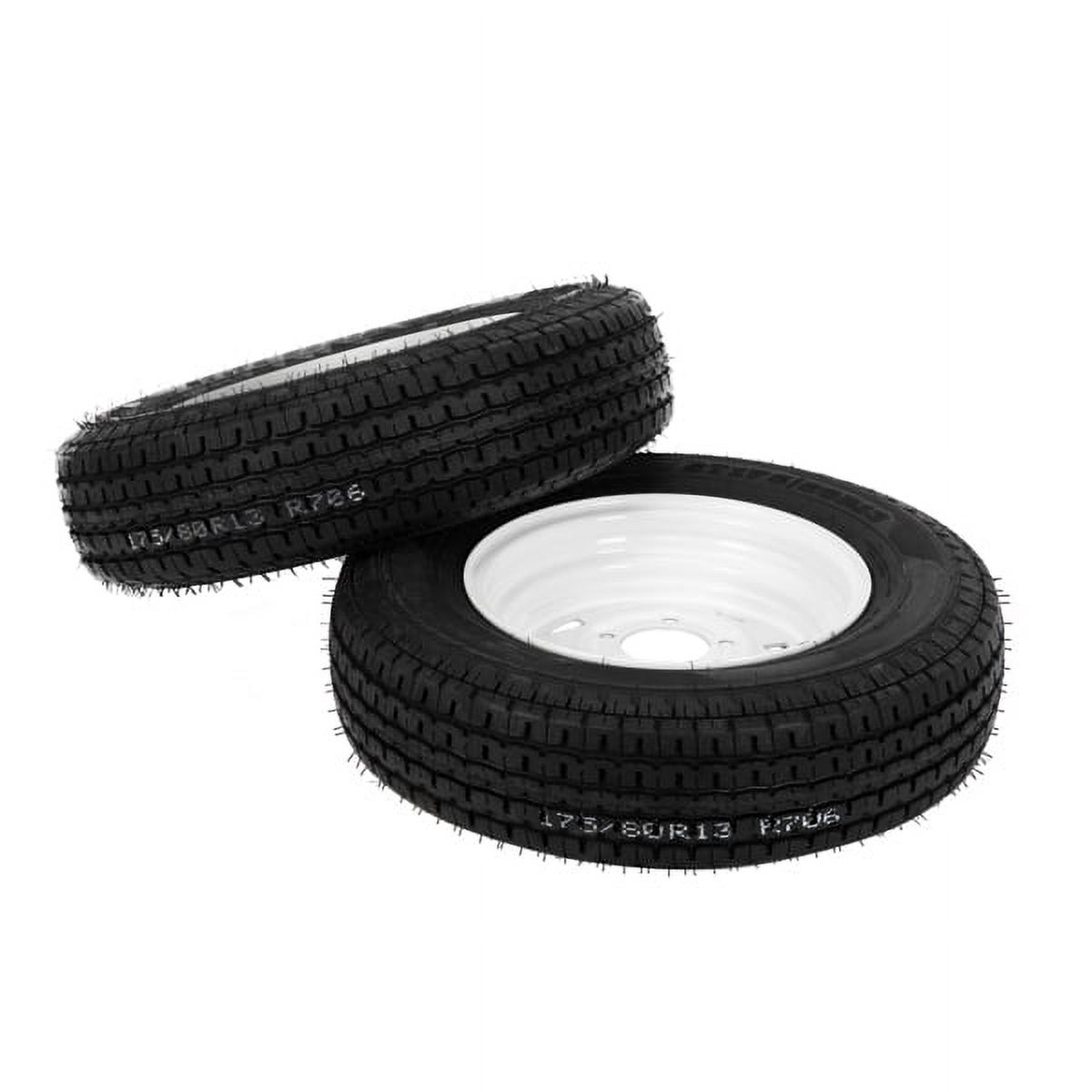 2-Pk Trailer Tire & Rim ST175/80R13 13" Load C 5 Lug White Spoke