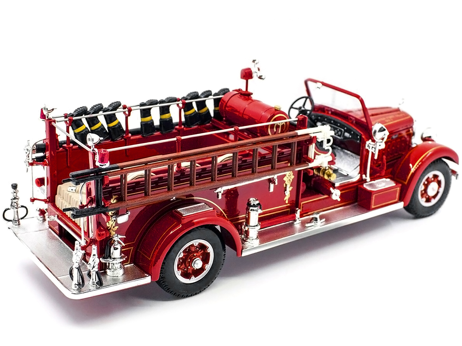 1935 Mack Type 75BX Fire Engine Truck Red with Accessories 1/24 Diecast Model by Road Signature