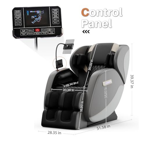 Massage Chair Full Body, Zero Gravity Massage Chair with Auto Modes, Airbag Massage, 6 Fix Point Rollers, Foot Massage, Heating, Touch Screen Controller, Gray Home Relaxation Recliner with Massage