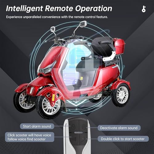 1000W 15 MPH Heavy Duty 4 Wheel Mobility Scooter 500lbs Loadweight, 3 Speed Control Mobility Scooters with 31 Mile Long Range Battery for Seniors & Adults Travel, 20° Max Climbing, Remote Key, Silver
