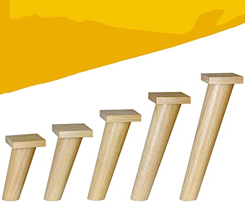4 Furniture Legs, Rubber Wood Table Legs, Sofa Leg, Fixed Oblique Tapered Wood Pallet, Chair, Replacement TV Cabinet, Wood Color (Size : 49.8cm) (Clear，Wood Color 15.5cm)