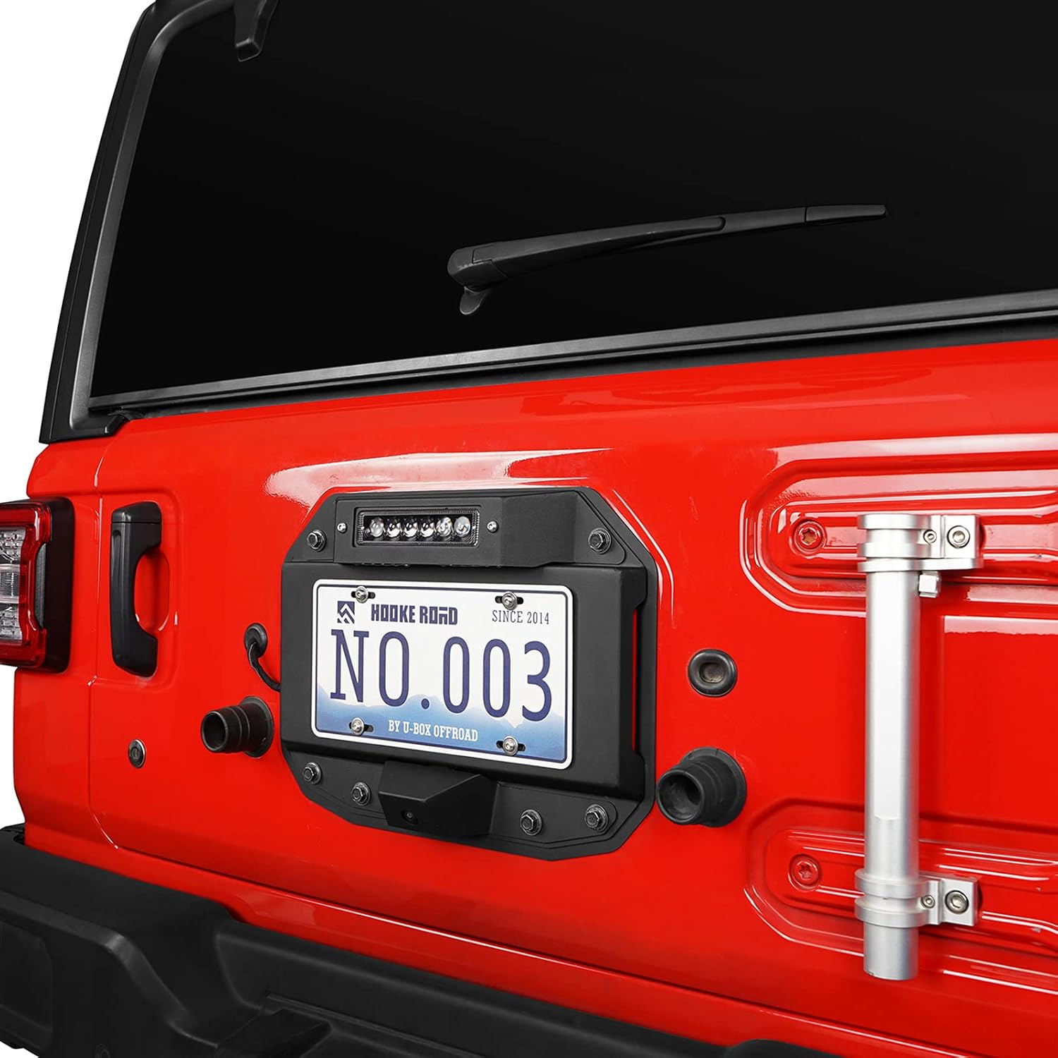u-Box JL Wrangler Spare Tire Delete License Plate Relocation Kit w/Hole for Factory Back-up Camera & Plate Illuminate Light & Third Brake Light Compatible with Jeep Wrangler JL 2018-2022 Pack of 2
