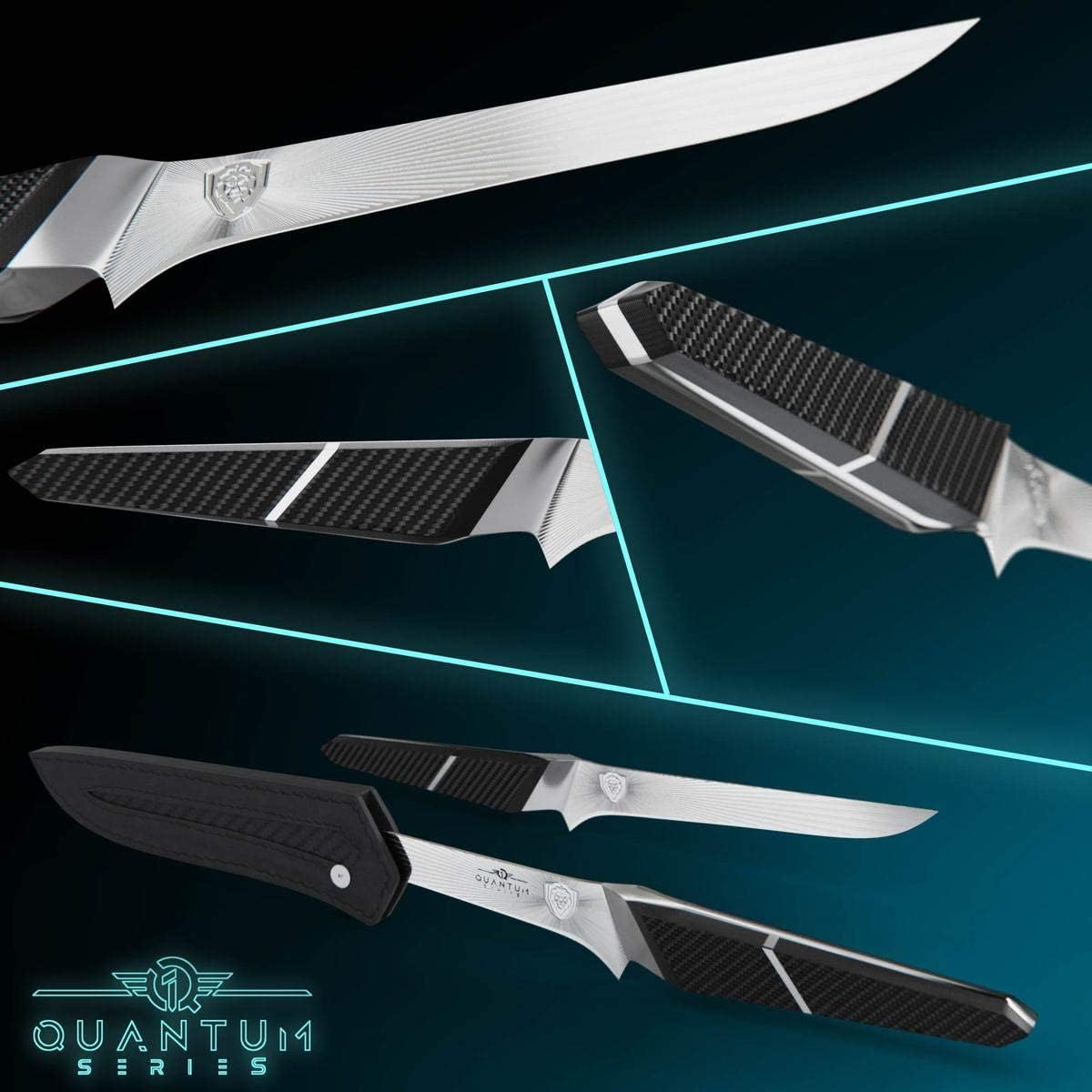 DALSTRONG Slicing & Carving Knife - 12 - Quantum 1 Series - Ultra-Sharp - American Forged BD1N-VX Hyper Steel - Carbon Fibre G10 Hybrid Handle - Leather Sheath