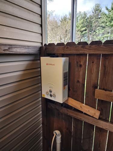 CAMPLUX 2.64 GPM Propane Portable Gas Water Heater, 68,000 BTU Outdoor Tankless Camping Water Heater with Digital Display, White