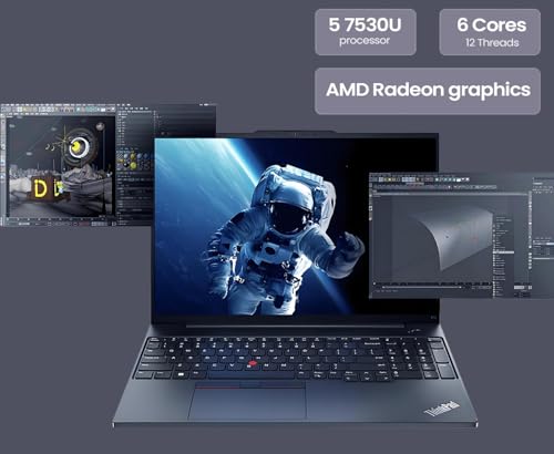 Lenovo ThinkPad E16 Business Laptop (16" FHD+, AMD Ryzen 5 7530U (> i7-1165G7), 16GB RAM, 512GB SSD) Fingerprint, Backlit, 1080p Webcam, IST Hub, Wi-Fi 6, Ethernet, Win 11 Pro w/AI Copilot, Black