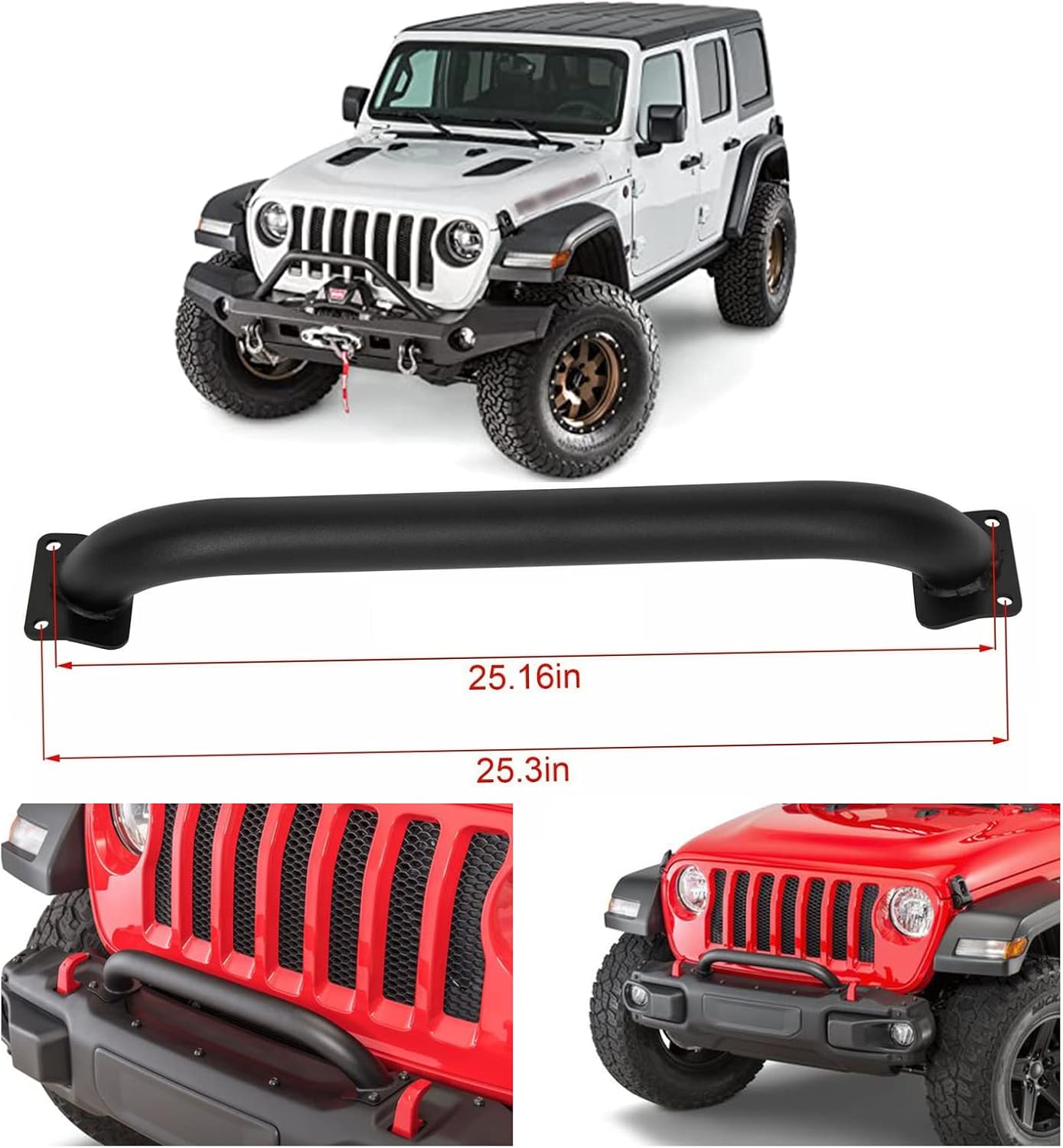 Cadsurs Grille Winch Brush Guard for Jeep Wrangler Gladiator JL JT 2018-2021 82215351 Pack of 2