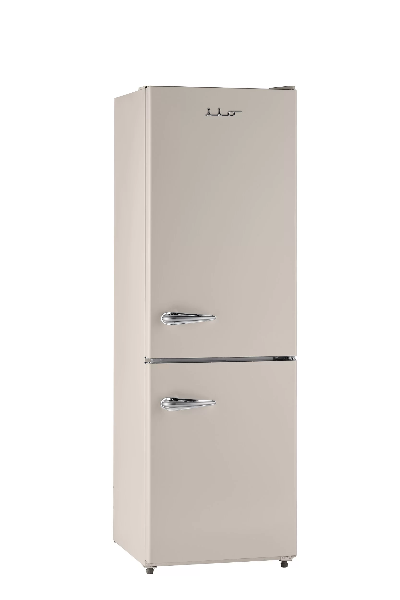 iio 24" 11 Cu Ft Bottom Freezer Retro Refrigerator, Fridge for Bedroom, Multiflow 360°, Small Mini Ice Cube Tray, 1 Fruit container, LED, Dorm RV Office Beverage Quiet Compressor, Cream (Right Hinge)