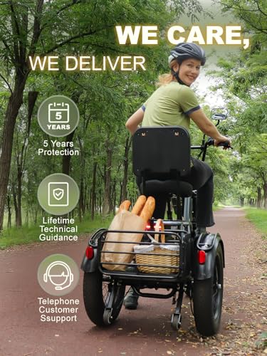 Breeze Folding Electric Tricycle for Adults, 1000W 48V 15AH, 18''×4'' Fat Tire Electric Trike, 20MPH 80Miles E-trike, 3 Wheel Electric Bike, Reverse & Parking, 450lbs Load (with Upgraded Parts)