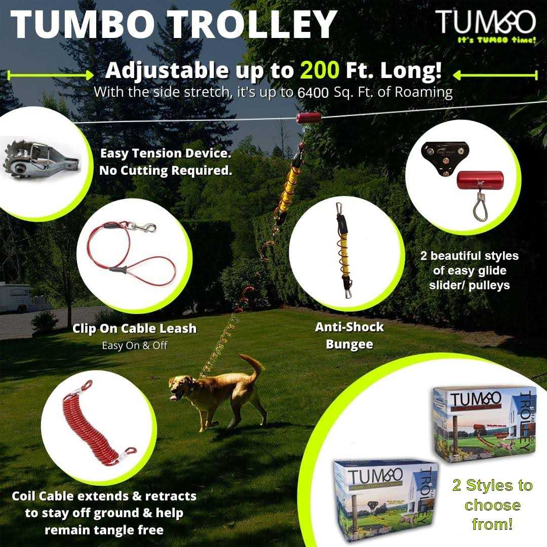 Tumbo Xtreme Trolley Anti-Shock Aerial Dog Runner for Yard - Pet Supplies online store