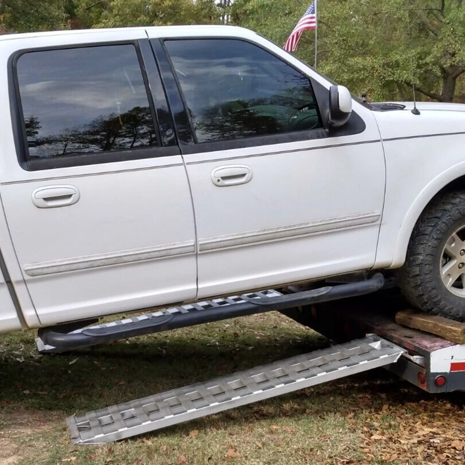 HECASA Pair Truck Car Auto Trailer Ramps 80" X 15" X 2.3" 6000 LBS Universal Truck Trailer Hook End Knife Foot Heavy Duty for ATV, Lawn Mower, Motorcycle Silver Aluminum