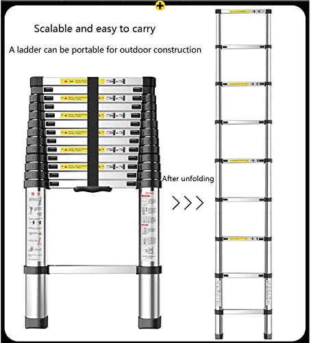 Ladders,Telesladder 2.3M Aluminum Telesladder Portable Loft Ladder Foldable Non-Slip Extendable for Outdoor Indoor Roof Work/19Ft/5.9M
