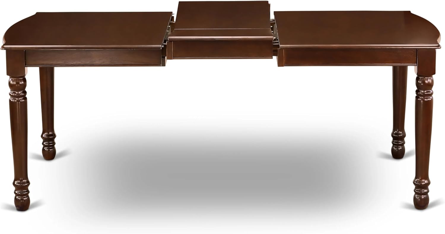 East West Furniture Dover 7 Piece Dining Room Set Consists of a Rectangle Wooden Table with Butterfly Leaf and 6 Upholstered Chairs, 42x78 Inch, Mahogany