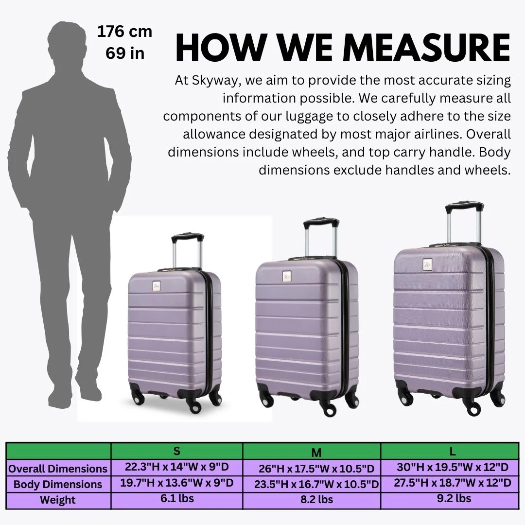 Skyway Luggage 20" Epic 2.0 Hardside 4 Wheel Spinner Luggage, Carry-On, Silver Lilac