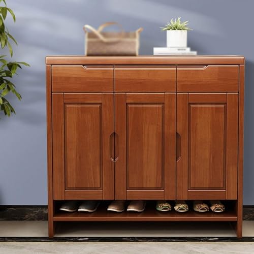 Shoe Storage Cabinet Entrance Shoe Cabinet with 3 Storage Drawers Home Living Room Corridor Solid Wood Shoe Cabinet Storage Cabinet Shoe Cabinet for Entryway(A)