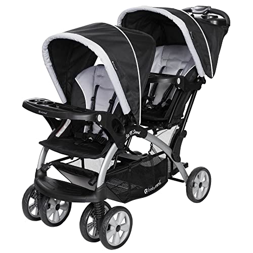 Baby Trend Sit N Stand Double Stroller & Single Infant Car Seat Travel System w/Safety Harnesses and Cover for Infants and Toddlers, 2 Pc Set, Stormy