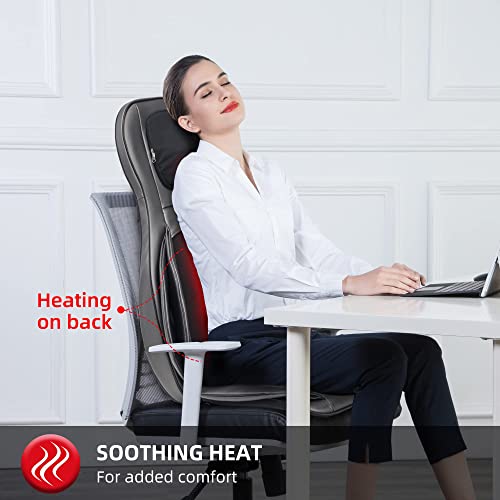 COMFIER Shiatsu Neck Back Massager with Heat, 2D ro 3D Kneading Massage Chair Pad, Adjustable Neck Massage,Seat Massager for Full Body Relaxation, Christmas Gifts for Dad Mom Women Men,Dark Gray