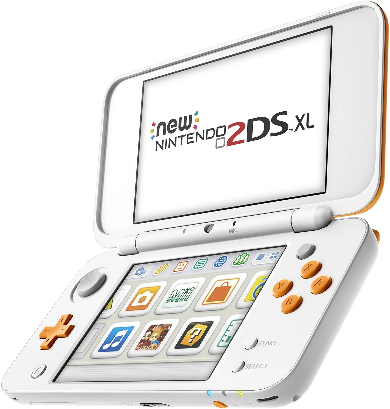 New Nintendo 2DS XL Portable Gaming Console, White & Orange