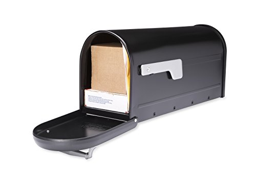 Architectural Mailboxes Landover Aluminum Mailbox Post, Black and Architectural Mailboxes Chadwick Galvanized Steel Post-Mount Mailbox, 8950B-10, Black