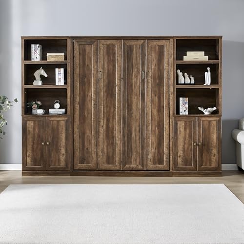 Queen Size Murphy Bed Wall Bed with a Storage Shelf, Space-Saving Wall Bed for Multipurpose Guest Room or Home Office - Gray