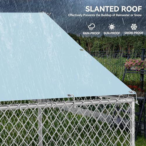 YITAHOME 14.8'x14.8' Large Outdoor Dog Kennel with Metal Dog Gate, Dog Pens Outside with Roof, Dog Fence Outdoor for Yard