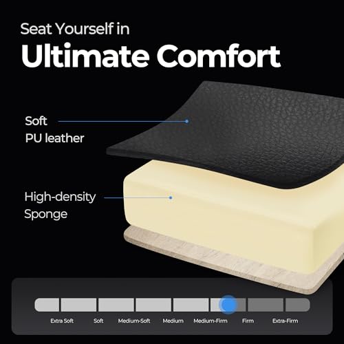 N-GEN Video Gaming Chair with Footrest High Back Ergonomic Comfortable Office Computer Desk with Lumbar Support Height Adjustable with PU Leather Recliner for Adults Women Men (Black)